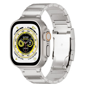 LDFAS Compatible avec Apple Watch Ultra 2 Band 49 mm Bracelet de montre en métal titane avec fermoir à double bouton pour iWatch