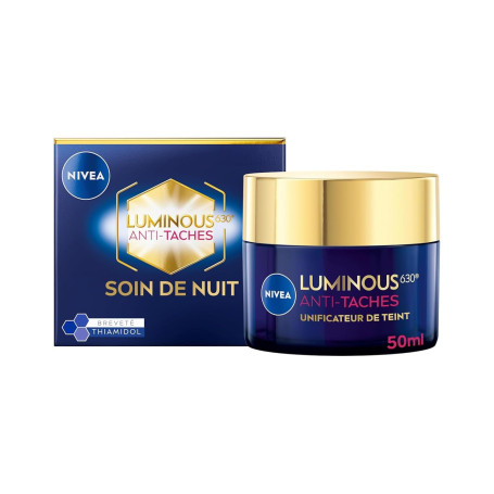 NIVEA Luminous 630 - Soin Nuit Visage Anti-Tache - Unificateur De Teint - Réduit Les Signes De L'Âge - Peau Régénérée - Thiamido