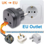 BS 8546 Approuvé UK à EU/DE/FR/FR/IT/ES Adaptateur Enfichable, Appareil électronique 3 Broches UK/HK/UAE à Adaptateur Femelle EU