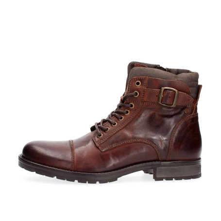 JACK & JONES Jfwalbany Leather Brown Stone Sts, Biker Boots Homme