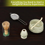 BUCOMTU Kit matcha 5 pièces, bol à matcha, fouet à thé Baibenli, support à fouet à thé, filtre, cuillère à thé, ensemble matcha 