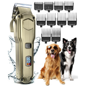 Oneisall Tondeuse à poils pour chiens de haute qualité, tondeuse sans fil entièrement lavable étanche IPX7, adaptée aux poils lo