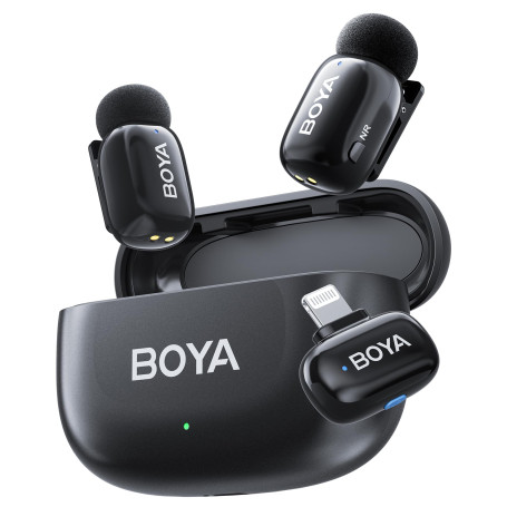 BOYA Boyamini Micro Cravate sans Fil pour iPhone/ipad, Certifié MFi, Réduction du Bruit, 30H Utilisation Mini Micro pour Podcast