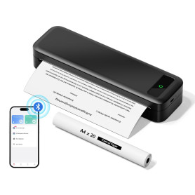 Imprimante Thermique Portable A4 sans Encre - Bluetooth sans Fil Compatible avec iOS et Android - Mini Imprimante Petite pour Pa