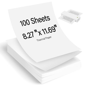 Papier Thermique A4, 100 Feuilles Papier Imprimante Thermique, Sans BPA, Séchage Rapide, Compatible Avec La Plupart des Impriman