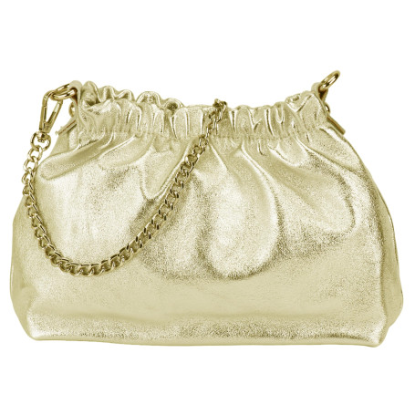 SH Leder Elke G355 Sac à bandoulière en cuir véritable avec chaîne argentée 23 x 14 cm