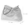 SH Leder Elke G355 Sac à bandoulière en cuir véritable avec chaîne argentée 23 x 14 cm