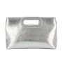EVEOUT Pochette en Cuir Femmes Clutch Fête Sac à Main de Soirée avec Chaîne élégant Sac à bandoulière pour Mariage Parti(Argent)
