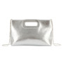 EVEOUT Pochette en Cuir Femmes Clutch Fête Sac à Main de Soirée avec Chaîne élégant Sac à bandoulière pour Mariage Parti(Argent)