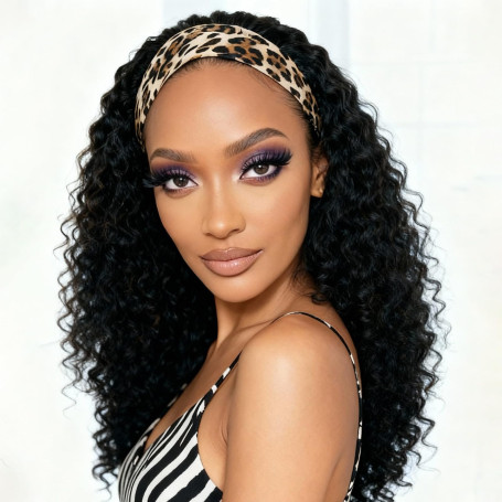 BECUS Perruque Bandeau Noire 16 pouces – Perruque Femme Naturelle Synthétique Sans Colle, Prête à Porter, Idéale pour Fêtes et C