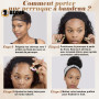 BECUS Perruque Bandeau Noir Lisse Perruque Avec Bandeau 16 Pouces, Perruque Demi-Tête Lisse pour Femmes Noires, Droite Facile à 
