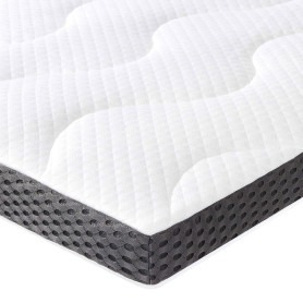 Amazon Basics Surmatelas de Mousse à Mémoire de Forme avec Gel Rafraîchissant Moelleux, 160 x 200 x 7 cm, Blanc