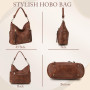 Chase Chic Sacs à main Hobo Sac porté épaule pour femmes，Sac Shopping Cuir PU Grande Sacs bandoulière Sacs portés épaule Portefe