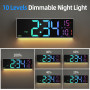 HAITANG Grande Horloge Murale numérique de 16" pour Salon, télécommande, Double Alarme, 8 Couleurs RVB, Grand écran LED, luminos