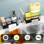 LUXECOVE Support d'évier de cuisine, organisateur en acier inoxydable, vidange automatique, avec porte-serviettes, porte-éponge