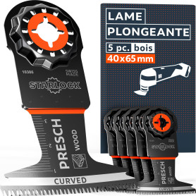 Presch Lames Scie Oscillante Bois 40x65mm 5 pcs. - Lames Starlock pour remplacement sans outil - Résultats précis grâce à la den