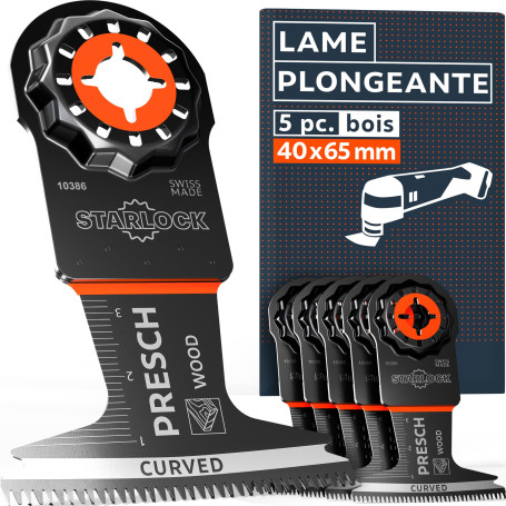 Presch Lames Scie Oscillante Bois 40x65mm 5 pcs. - Lames Starlock pour remplacement sans outil - Résultats précis grâce à la den