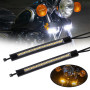JMTBNO 2 Pcs LED Clignotants Moto Anneau Bande de Fourche Lumière Flexible Lampe Avant Feu de Clignotants Moto Ambre Blanc DRL F