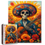 Tucocoo Casse-tête de mort 1000 pièces Squelette mexicain Fleurs d'art coloré Puzzle artisanal Décoration maison Soirée familial