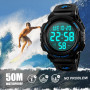 Montre de sport digitale pour homme - Pour la course, les activités en plein air - étanche 5 ATM - Style militaire, décontracté,
