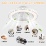 LMiSQ Ventilateur Plafond 19'' Ultrafin Moderne Plafonnier Ventilateur 3 Couleurs Réglables 6 Vitesses Ventilateur de Plafond Ré