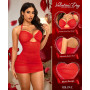 RSLOVE Nuisette Sexy Femme Lingerie - Chemises de Nuit en Maille Robe Mini Tenue