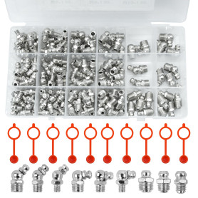 201 Pièces Embout Pompe a Graisse Assortiment de Graisseur Filetés de Graissage M6 M8 M10 Droit Graisse Raccord Raccords Filetag
