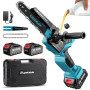 Mini Tronconneuse à Batterie 1300W, 8 et 6 Pouces Tronçonneuse Électrique Sans Fil pour Branches et Jardin, 8000mAh Cordless Cha