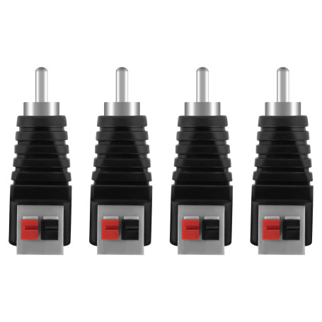 AXFEE 4 PCS RCA Vers Haut-parleur Adaptateur, Fiche Sans Soudure Haut-parleur Phono, RCA Mâle Vers AV Ressort Presse pour Audio 