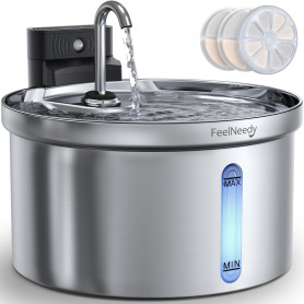 FEELNEEDY 3,5L Fontaine à Eau Robinet pour Chat sans Fil avec Batterie 4000mAh, Fontaine a Eau Chat Silencieuse INOX Detecteur d