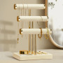 Josmimic Organisateur de Bijoux à 3 Niveaux - Présentoir à Bijoux Beige pour Bracelets, Support à Bijoux Amovible en T, Support 