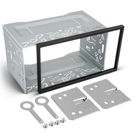 Hitopin Cadre d'Autoradio Universel 2 DIN, Universel en Métal avec Cadre, Cadre de Montage d'Autoradio, 2 DIN - Double Cadre en 