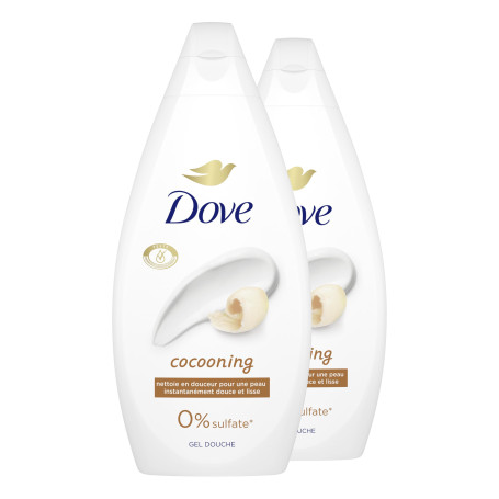 DOVE - Gel Douche - Essentiel Cocooning - Nettoie en douceur et adoucit la peau - Testé dermatologiquement - 0% Sulfate (lot pro