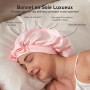 LitBear Bonnet de Nuit en Soie Mûrier pour Femmes, 6A 22 Momme, Grand Cache-Cheveux à Double Couche avec Bande à Nouer, Turban A