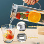 Snarflun Carafe en Verre de 1.5 Litre Pichet en Verre, Carafe Eau pour Boissons Chaudes et Froides avec acier inoxydable couverc