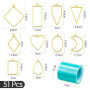 MINSHUXI 50 pièces Pendentifs Cadre Moulle Cadres Resine Pendentifs Creuse lunette Moules à suspension à Cadre Creux Géométrique