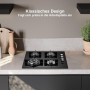 SNDOAS Plaque de Cuisson Gaz 4 Feux avec Sécurité Thermocouple, Convient pour le Gaz Naturel/Propane, Noir, 8,0 kW, 220-240 V