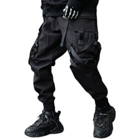 XYXIONGMAO Techwear Pantalon de jogging cargo japonais style gothique pour homme Noir