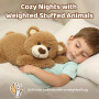 Mewaii Peluche Lestée Ours Brun avec Coussin Chauffant Micro-Ondes - Peluche Pesant 2,3KG, Réglable, Chauffable et Refroidissabl