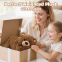 Mewaii Peluche Lestée Ours Brun avec Coussin Chauffant Micro-Ondes - Peluche Pesant 2,3KG, Réglable, Chauffable et Refroidissabl