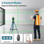 Kevsuvqin Niveau Laser avec Trepied 4 x 360°, 4D 16 Lignes Laser Chantier avec 2 x 3000mAh Batterie & Affichage LED, Niveau Lase