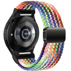 Issinlky bracelet tressée nylon pour Galaxy Watch 7/FE/6/5/4 40mm 44mm, bracelet élastique à boucle magnétique pour Galaxy Watch