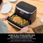 Ninja FlexDrawer Friteuse sans huile, Petite friteuse à air, double bac, compartiment 6,6L, appareil de cuisine multifonction 6-