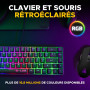 The G-Lab - Combo Hydrogen - Pack Clavier Souris Gamer, Clavier Gamer 60% Filaire, Rétroéclairage RGB, AZERTY FR, Format Compact
