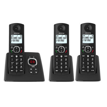 ALCATEL F530 Voice Trio - Téléphone Fixe Sans Fil DECT Avec Répondeur - Grand Écran Rétroéclairé - Haut-Parleur - Fonction Bloca