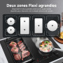 AMZCHEF plaque induction avec deux zones flexibles, plaque de cuisson induction 4 zones avec fonctionnement silencieux (42dB), 9