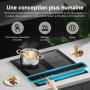 AMZCHEF plaque induction avec deux zones flexibles, plaque de cuisson induction 4 zones avec fonctionnement silencieux (42dB), 9