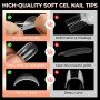 UNA GELLA Capsule Américaine Ongle Carrée Courte, 120 PCS 12 Tailles Full Cover Capsules Ongles, Soft Gel Pré-Limé, Press-On pou