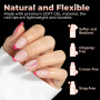 UNA GELLA Capsule Américaine Ongle Amande Courte, 120 PCS 12 Tailles Full Cover Capsules Ongles, Ongles Soft Gel Clairs, Solides