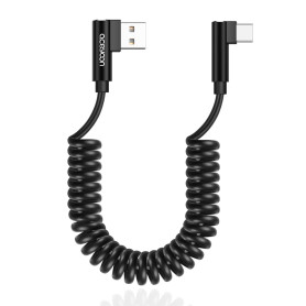 aceyoon Cable USB C Spirale, 3A 60W Câble USB vers USB C Charge Rapide Support QC3.0 Cable USB C Coudé Court Compatible avec Gal